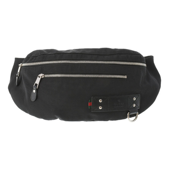 Gucci Body Bag Black Zipper Canvas Shoulder - Picture 1 of 16